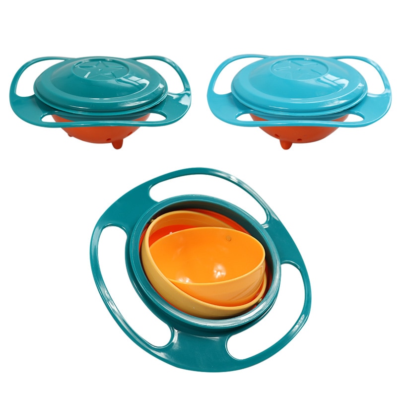 Universal Gyro Bowl Practical Design Children Rotary Balance Novelty Gyro Umbrella 360 Rotate Spill-Proof Solid Feeding Dishes